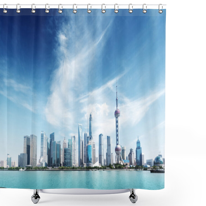 Personality  Shanghai Skyline And Sunny Day Shower Curtains