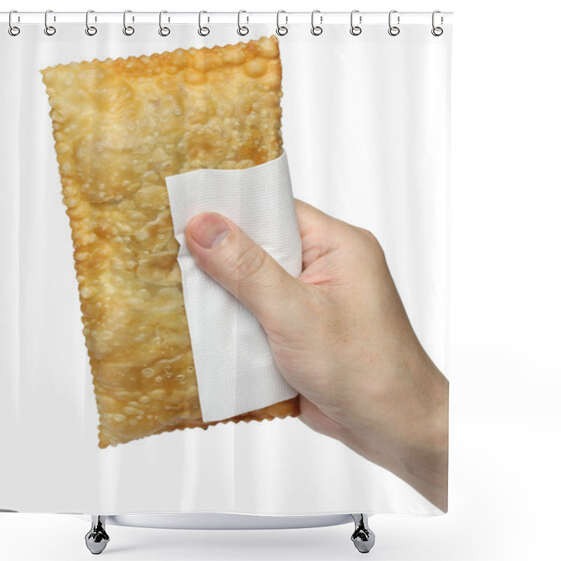 Personality  Homemade Pastel (brazilian Snack) In Hand Shower Curtains