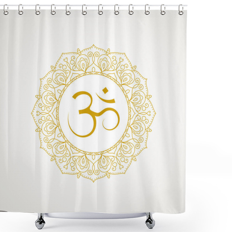 Personality  Golden Om Symbol In Vector Shower Curtains