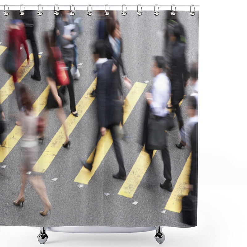 Personality  Overhead View Of Commuters Crossing Busy Hong Kong Street Shower Curtains