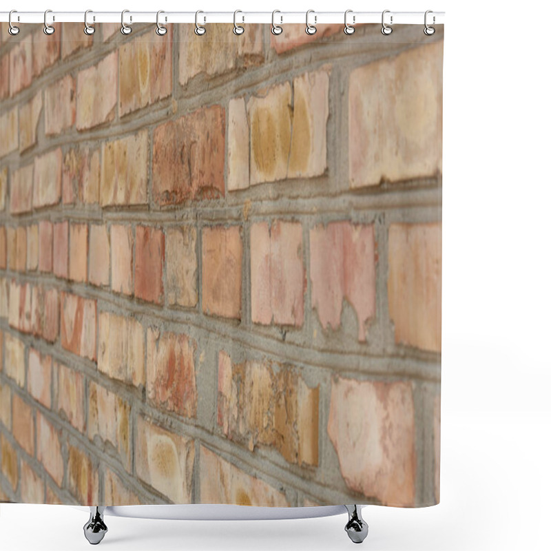 Personality  Old Rough Weathered Brick Wall, Full Frame Background  Shower Curtains