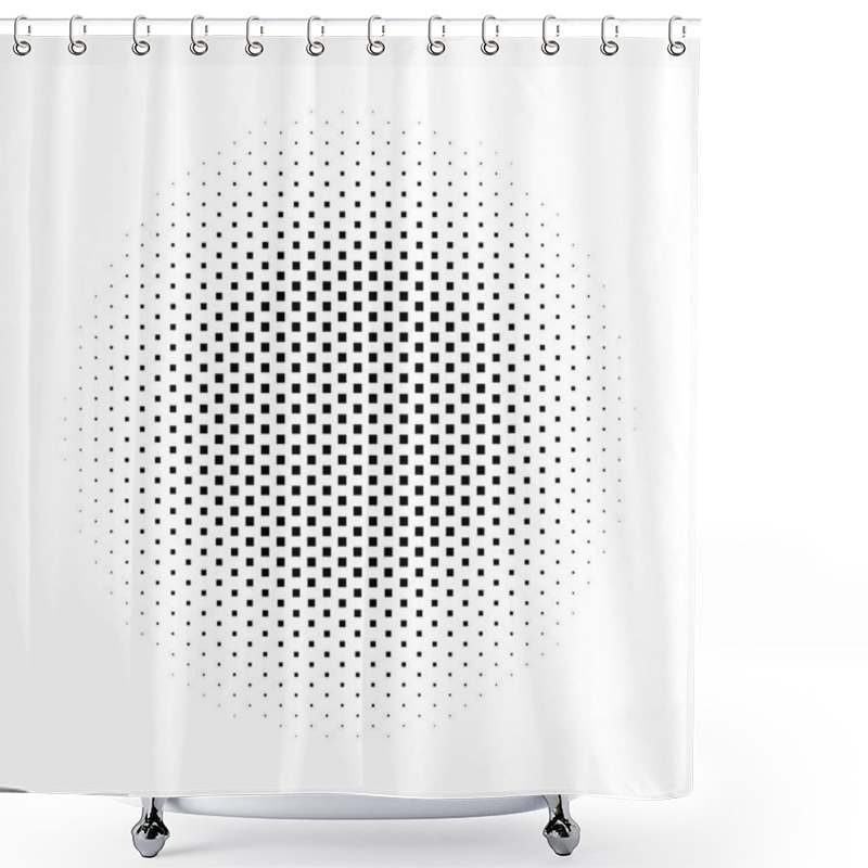 Personality  Abstract Halftone Gradient Background Circle Of Squares In Hexagonal Arrangement. Simple Stylish Modern Design Vector Element In Black And White Shower Curtains