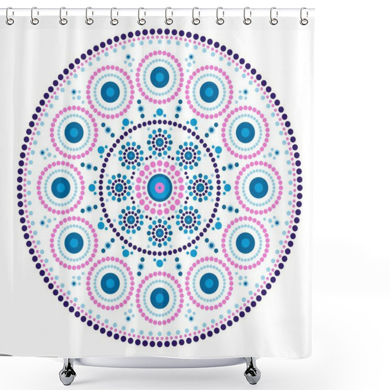 Personality  Dot Painting Boho Style Mandala. Tribal Style Whimsical Decoration. Aboriginal Circle Ornament. Shower Curtains