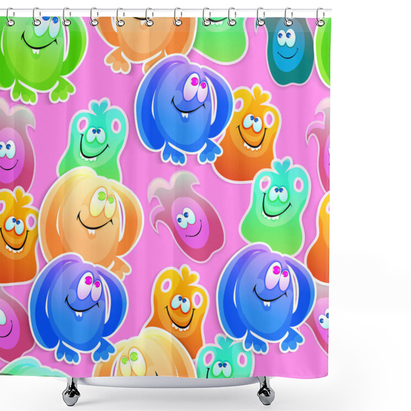 Personality  Monster Pattern Design. Vector Illustration Shower Curtains