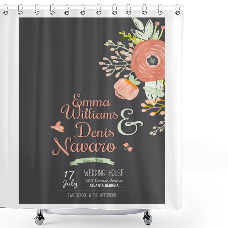 Personality  Floral Save The Date Invitation Shower Curtains