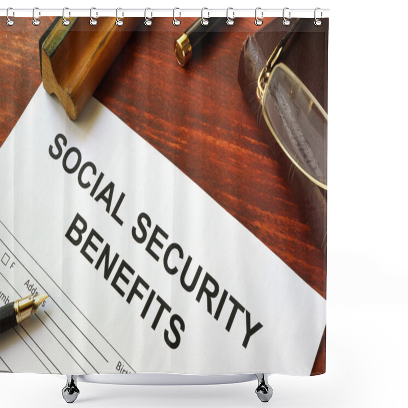 Personality  Social Security Benefits Form, Book And Glasses. Shower Curtains