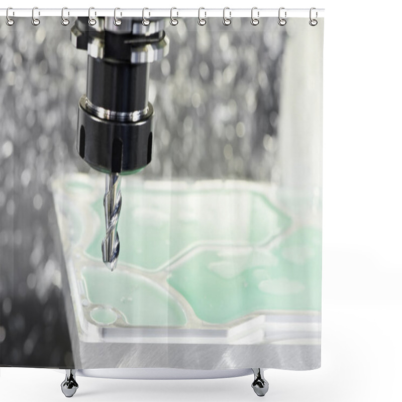 Personality  Close-up Process Of Metal Machining By Milling Shower Curtains