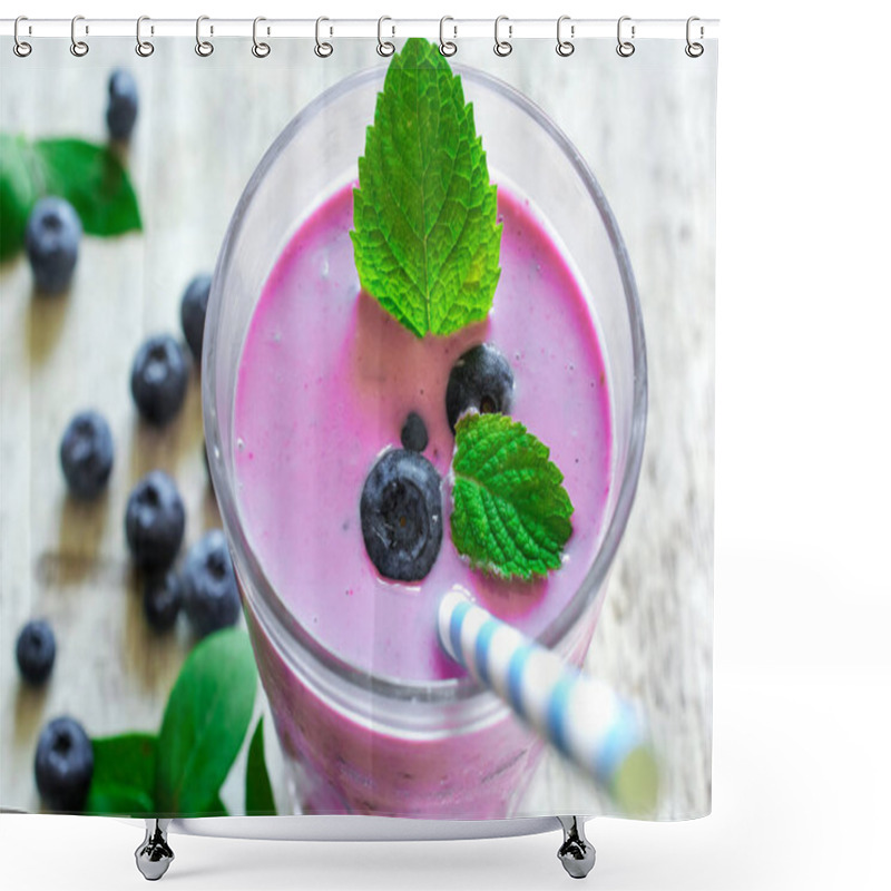 Personality  Glass Of Fresh Homemade Berry Smoothie With A Straw Shower Curtains