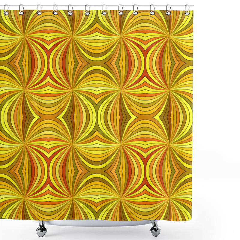 Personality  Orange Seamless Psychedelic Abstract Swirling Ray Burst Stripe Pattern Background Shower Curtains