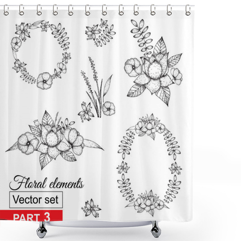 Personality  Hand Drawn Flowers Shower Curtains