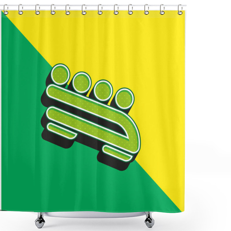 Personality  Bobsled Green And Yellow Modern 3d Vector Icon Logo Shower Curtains