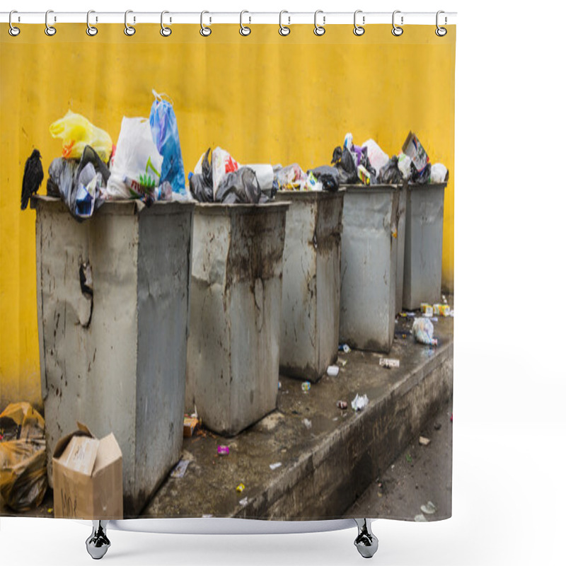 Personality  Trash Garbage In Steel Cans Shower Curtains