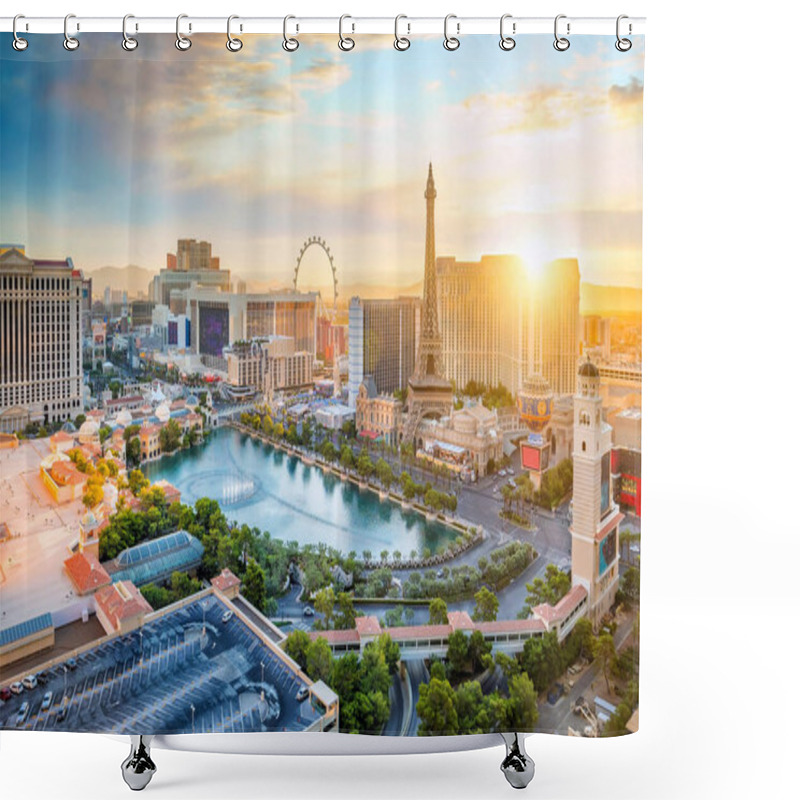 Personality  Cityscape Of Las Vegas From Top View In Nevada, USA At Sunset Shower Curtains