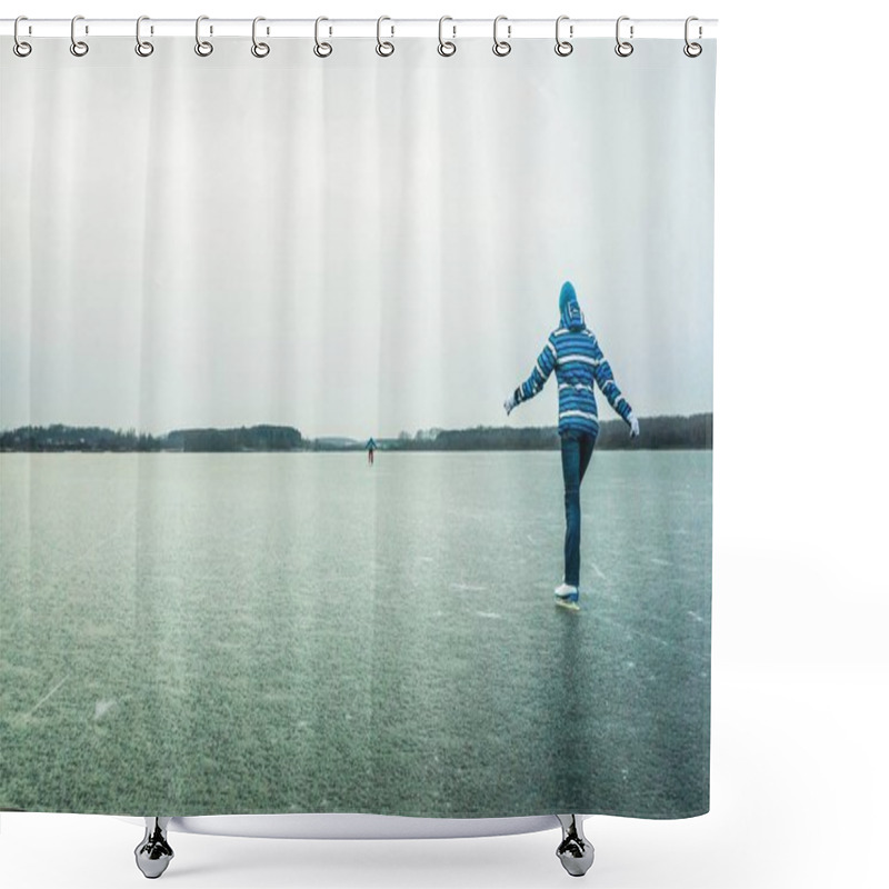 Personality  People Skating On Ice Shower Curtains