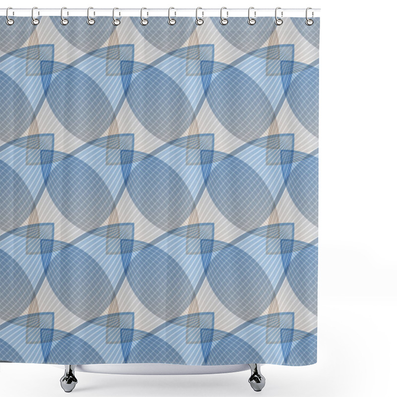 Personality  Abstract Seamless Blue Pattern, Geometric Shapes Shower Curtains