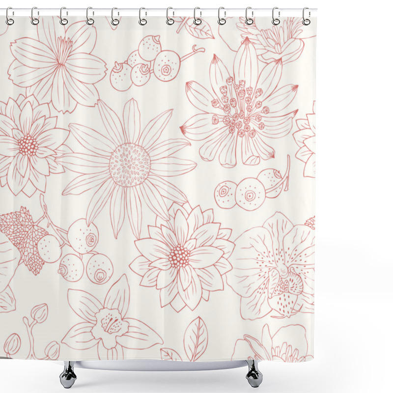 Personality  Flower Seamless Background Shower Curtains