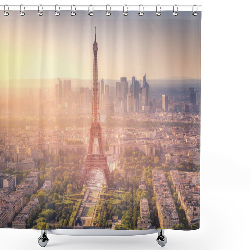 Personality  Eiffel Tower And Parisian Roofs At Dramatic Sunrise Paris, France Shower Curtains