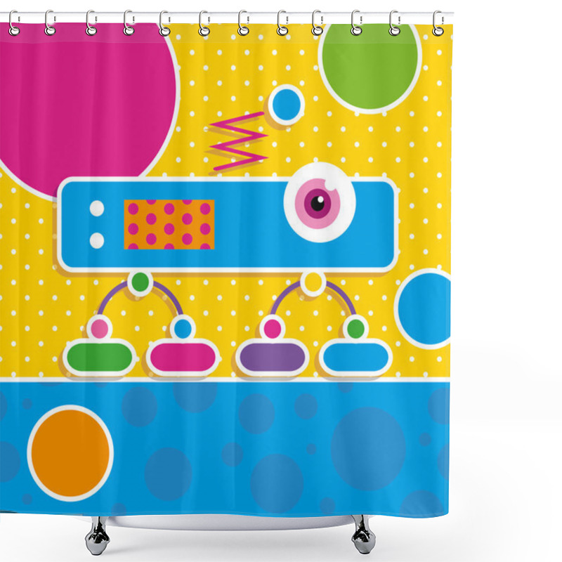 Personality  Cute Robot Greeting Card Shower Curtains