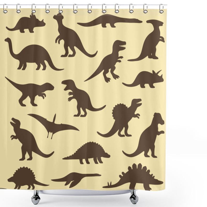 Personality  Vector Set Silhouettes Of Dinosaur Shower Curtains