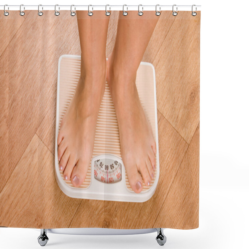 Personality  Female Feet On Scales Shower Curtains