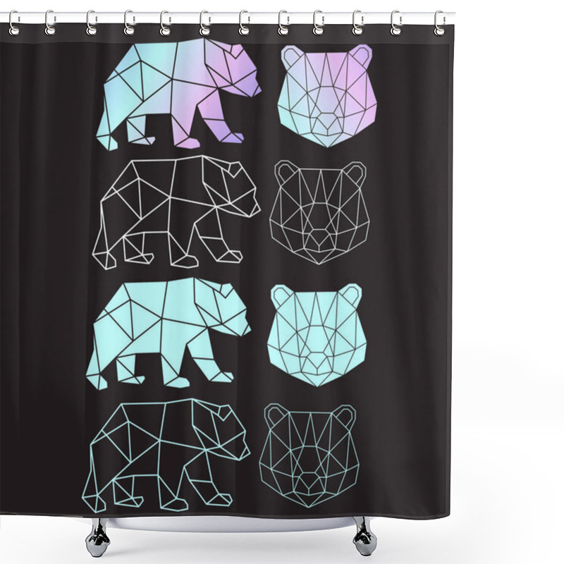 Personality  Vector Abstract Polygonal Geometric Bear Symbol Shower Curtains