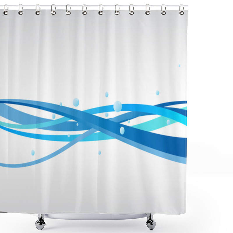 Personality  Vector Blue Background With Waves Shower Curtains