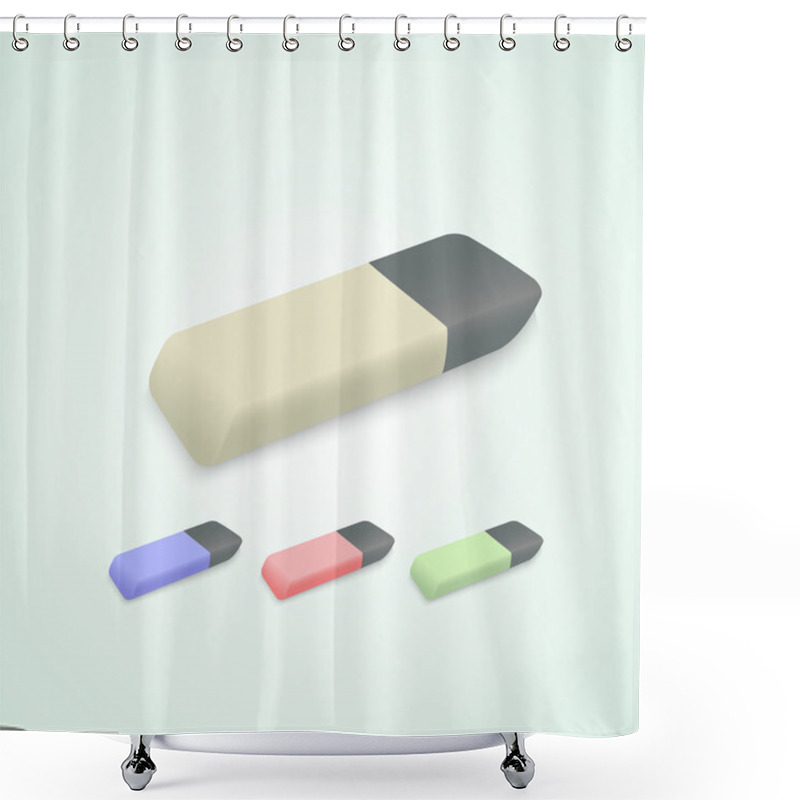 Personality  Vector Set Of Erasers. Shower Curtains