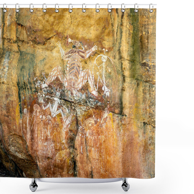 Personality  View Of The Major Rock Painting Representing The Creation Ancestor Namondjok, At The Anbangbang Art Site In Nourlangie Rock Site, Kakadu, Northern Territory, Australia Shower Curtains