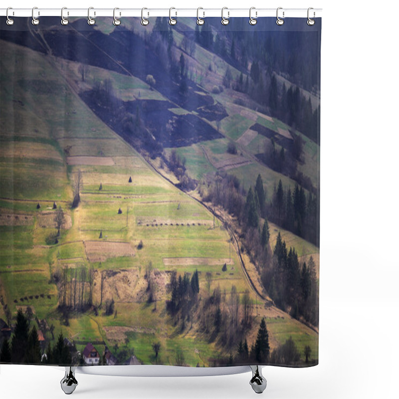 Personality  Spring Green Hillsides. Sunny Sping In Mountains. Shower Curtains