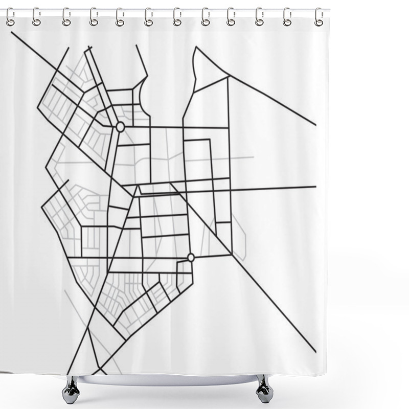 Personality  City Map - Vector Scheme Of Roads Shower Curtains