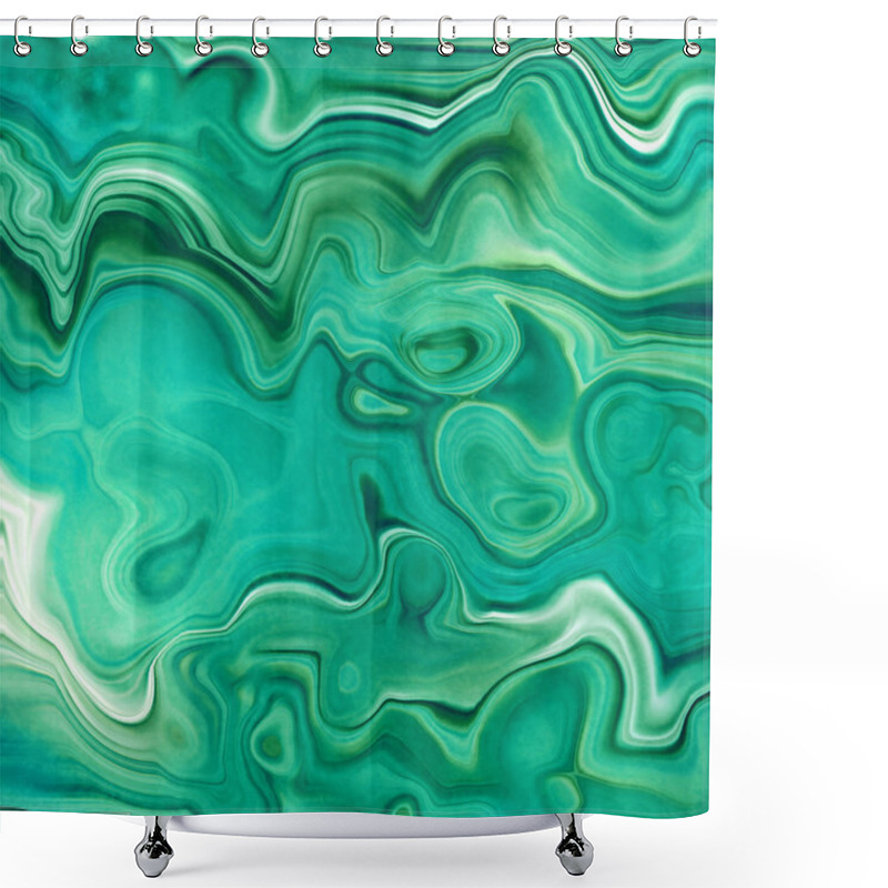 Personality  Abstract Background, Fake Stone Texture, Emerald Green Malachite Jasper Agate Or Marble Slab With Veins, Wavy Lines Fashion Print, Painted Artificial Marbled Surface, Artistic Marbling Illustration Shower Curtains