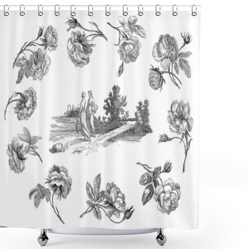 Personality  Old Roses Illustration Shower Curtains