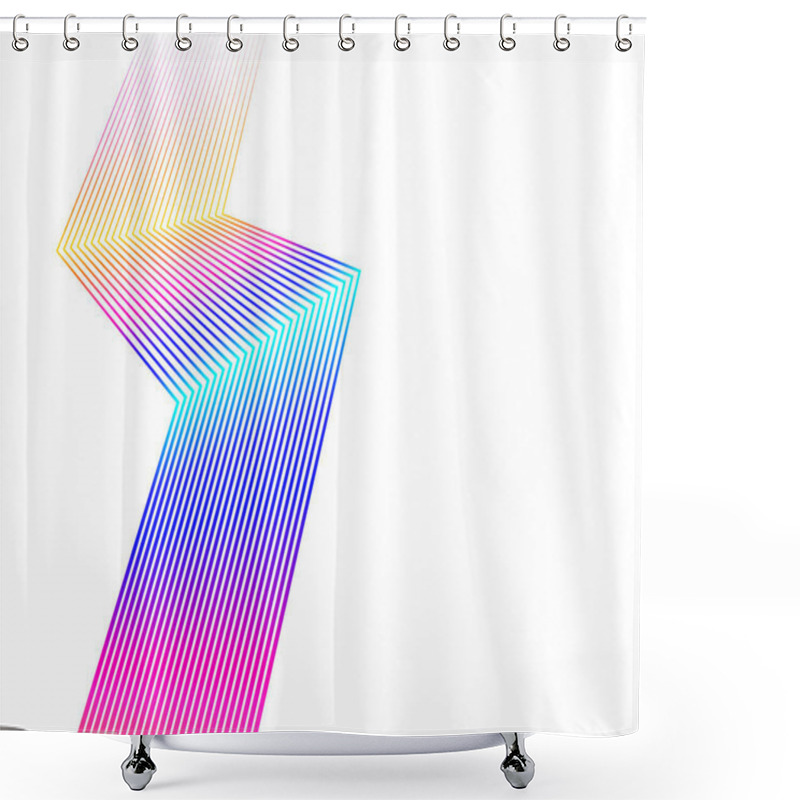 Personality  Design Element Curved Sharp Corners Wave Many Lines. Abstract Vertical Broken Stripes On White Background Isolated. Creative Line Art. Vector Illustration EPS 10. Colors Line Created Using Blend Tool Shower Curtains