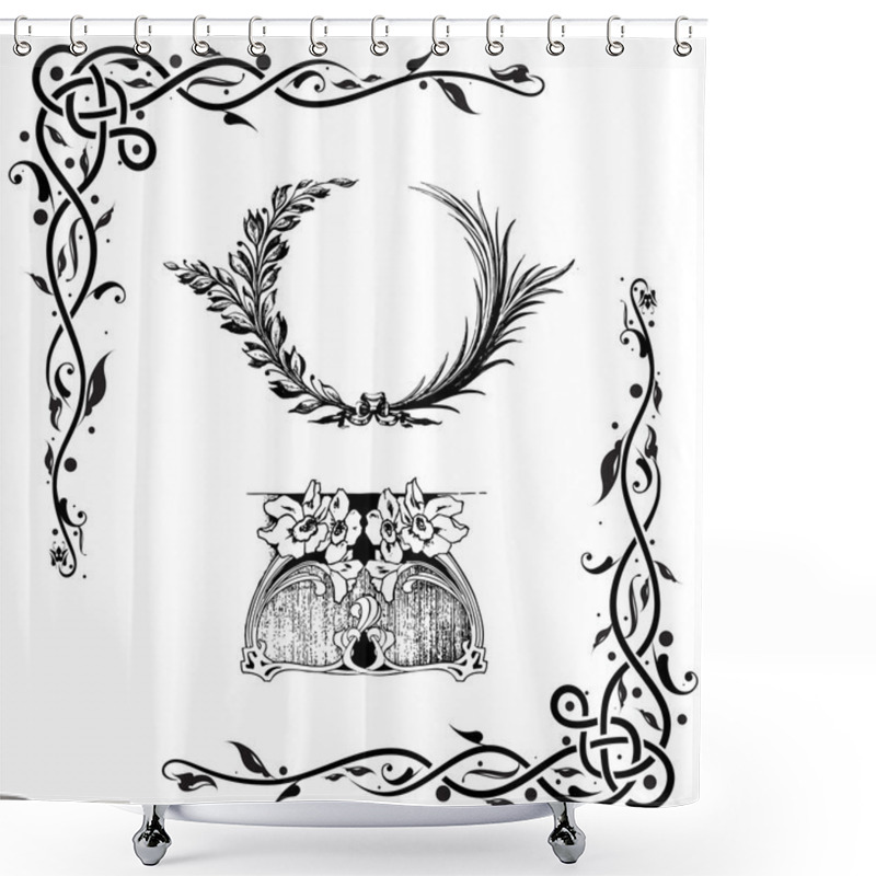 Personality  Decorative Floral Design Elements Shower Curtains