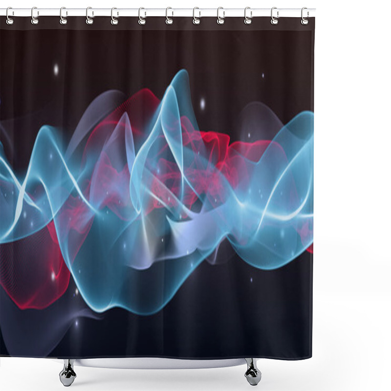 Personality  Blue And Red Waves Design Shower Curtains