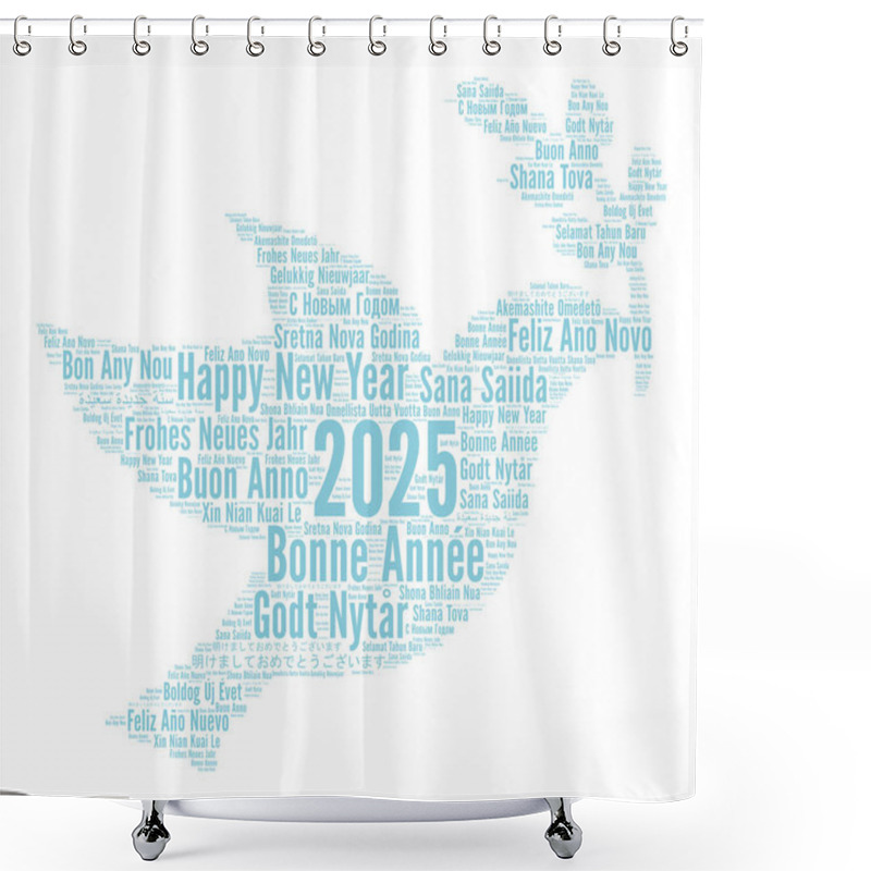 Personality  Happy New Year 2025 Word Cloud In Different Languages Shower Curtains