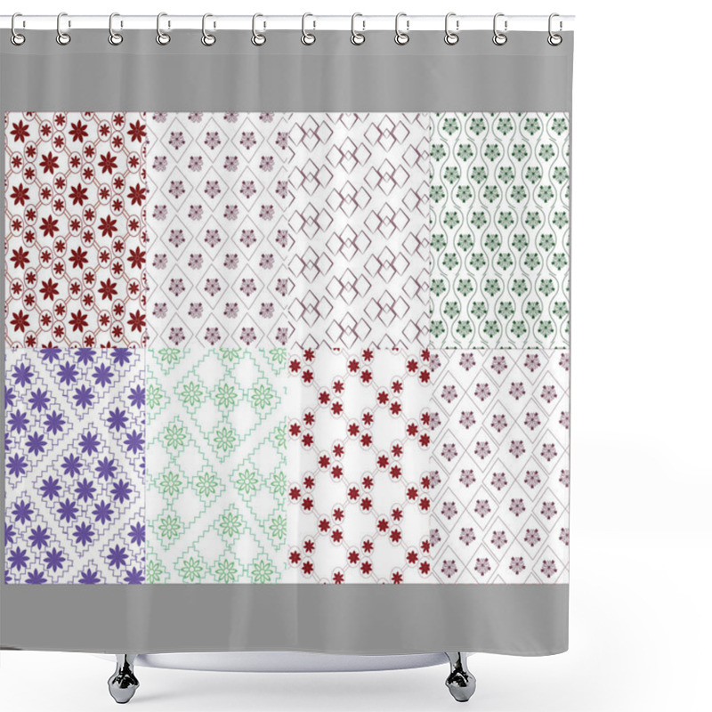 Personality  Set Of Seamless Christmas Patterns, Snowflakes Shower Curtains