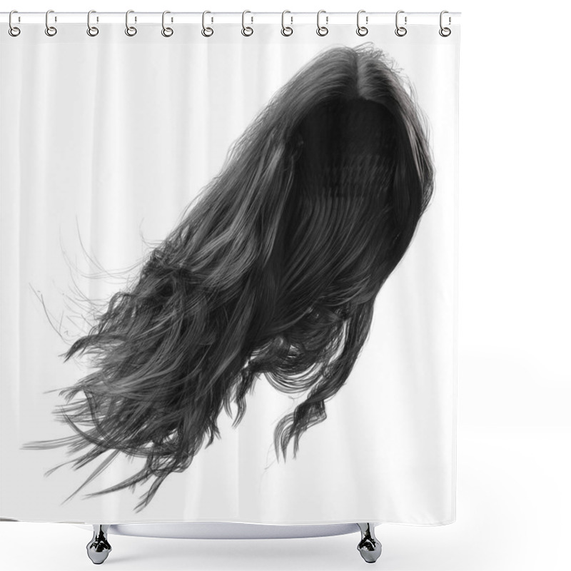 Personality  3d Render, 3d Illustration, Fantasy Long Wavy Hair On Isolated White Background Shower Curtains