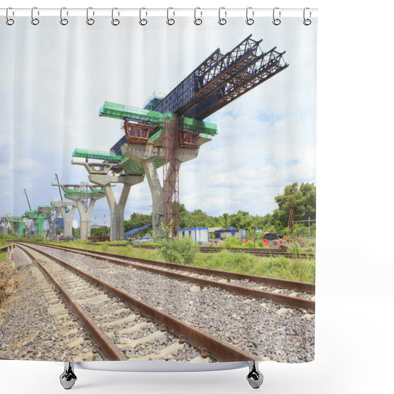 Personality  Railways And Sky Train Structure Construction Use For Government Shower Curtains