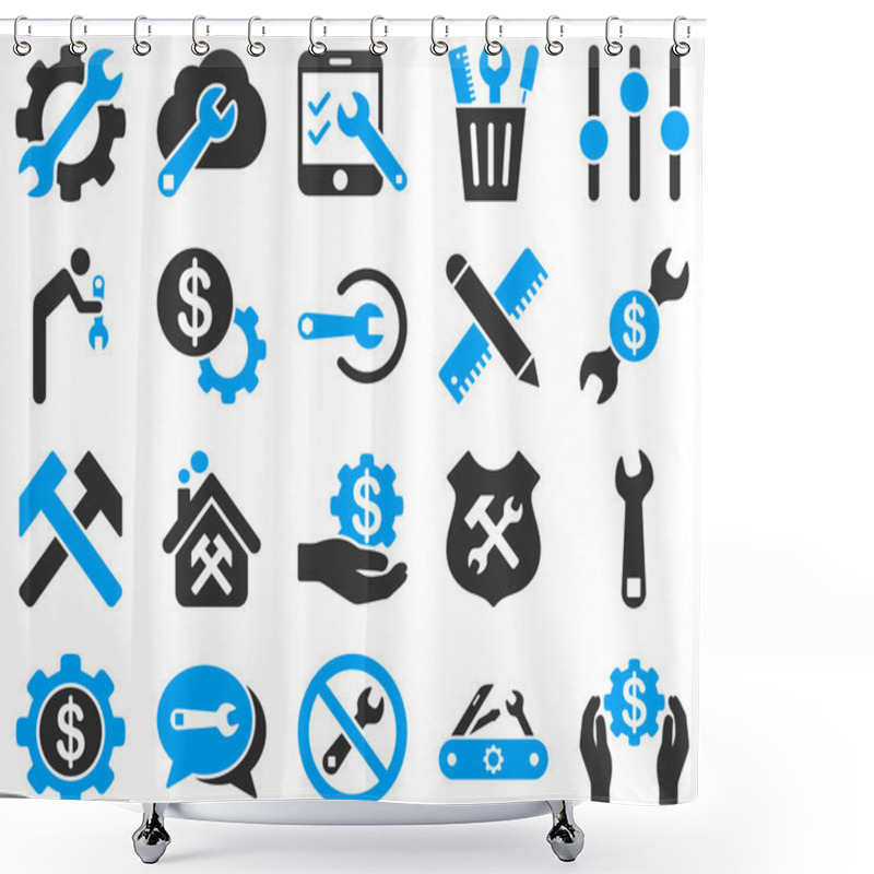 Personality  Settings And Tools Icons Shower Curtains