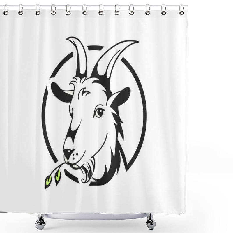 Personality  Head Of Goat On White Background Shower Curtains