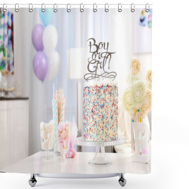 Personality  Tasty Treats Served For Baby Shower Party Shower Curtains