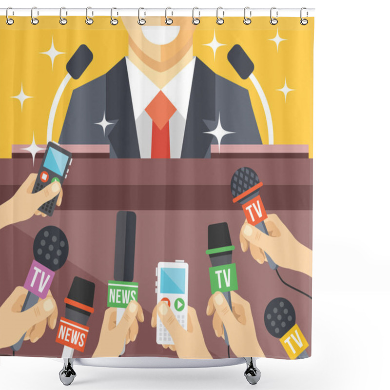 Personality  Press Conference Event Flat Illustration Shower Curtains