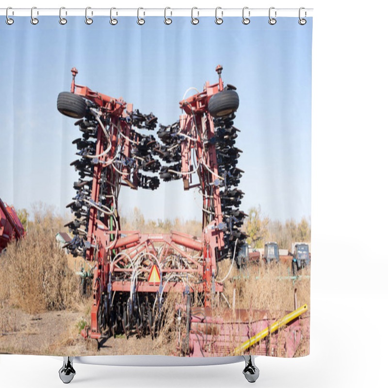 Personality  2020 Russia, October. Spoiled Agricultural Machinery Stored In The Old Car Cemetery Shower Curtains