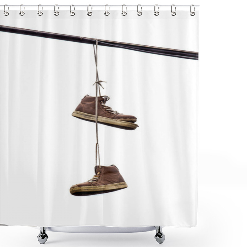 Personality  Shoe Tossing, Old Sneakers Hanging On Wire Shower Curtains