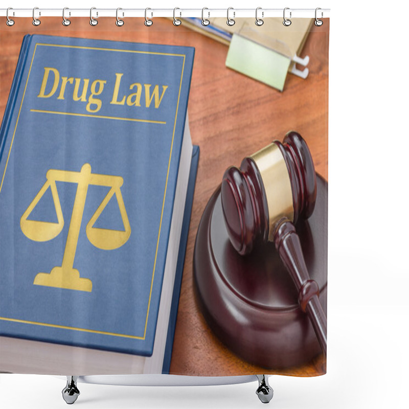 Personality  A Law Book With A Gavel - Drug Law Shower Curtains