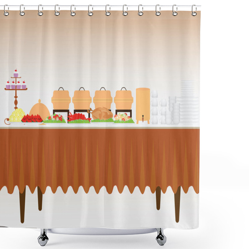 Personality  Buffet table. shower curtains