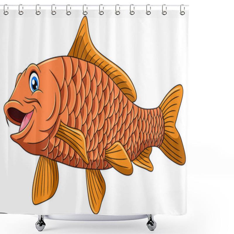 Personality  Cute Carp Fish Cartoon Vector Illustration Shower Curtains