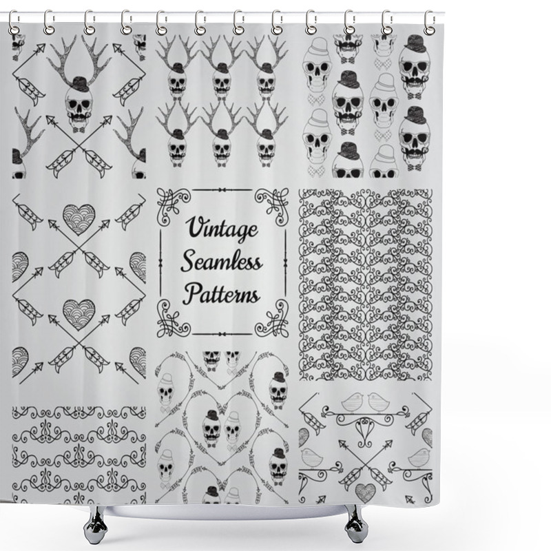 Personality  Hand Drawn Floral Seamless Patterns Shower Curtains