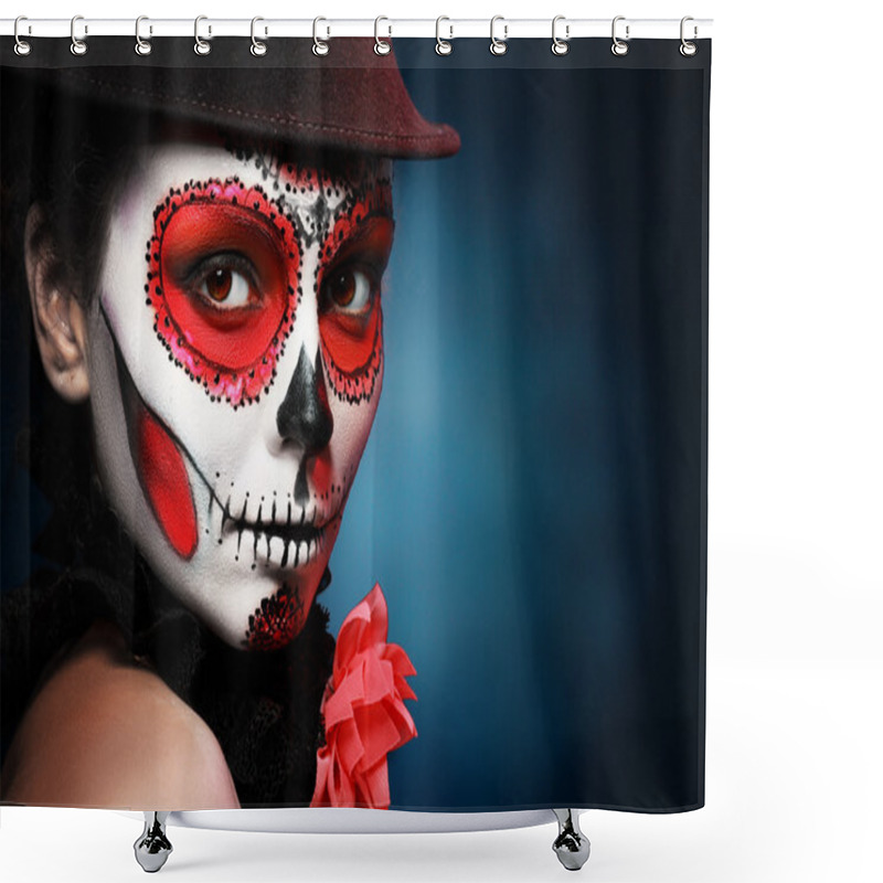 Personality  Halloween Make Up Sugar Skull Shower Curtains